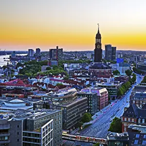 City view from above with the harbour and the main church St