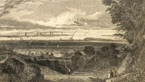 City view of New York on the horizon