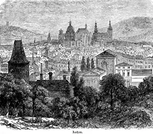 Cityscape of Aachen, former imperial city and imperial coronation