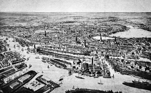 Cityscape of the Free and Hanseatic City of Hamburg on the Elbe