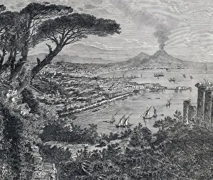 Cityscape of Naples with Mt Vesuvius