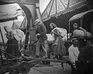 Third class passengers from Eastern Europe emigrating to the United States embarking ship of the Red Star Line in
