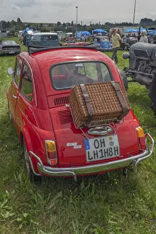 Classic car meeting, Fiat 500 with basket
