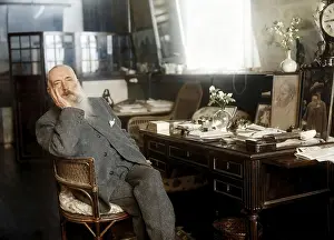 Claude Monet in his office at Giverny