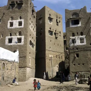 Clay tower blocks in Amran, Yemen, Asia