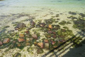 Clear Baltic Sea water, rocks, beach