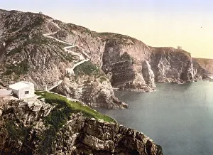 Cliffs of Holyhead, Caergyb, a small town and community in the British county of Anglesey off the Welsh coast