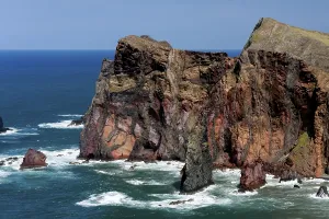 Cliffs at St Lawrence Madeira showing unusual vertical rock formation