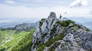 Climber on a climbing tour, climber on a mountain ridge