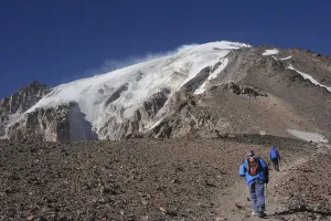Two climbers on the eastern flank of Damavand volcano