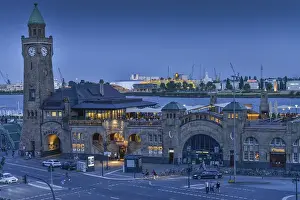 Clock tower and gauge tower at dusk, St