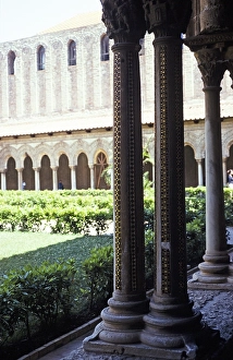 Cloister of the Norman Cathedral of Monreale, Cathedral of Monreale, near Palermo, Sicily, Italy, in 1999, Europe