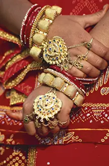 Close up hands of rajasthani bride