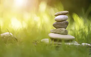 Close up of stone cairn, metaphor for balance