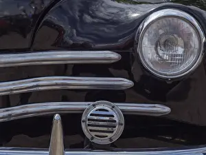 Close-up of a black classic car