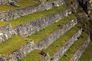 Framed Print : Close-up of hard stone terraces with grassy steps Framed Print : Close-up of hard stone terraces with grassy steps