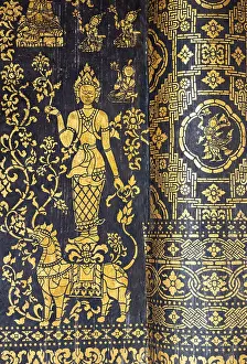 Close-up of ornate wall, Wat Xieng Thong