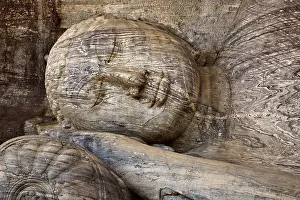 Category Buddhism Prints: Close-up of Reclining Buddha, Gal Vihara
