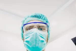 Close-up of a surgeon's intense look