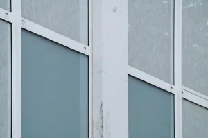 Close-up view of a modern building's facade