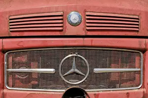 Close-up of a weathered Mercedes-Benz truck
