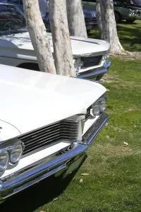 Close-up of a white vintage car