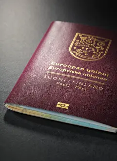 Closeup of Finnish Finland passport