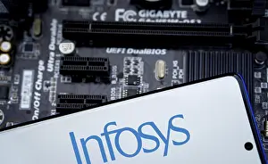 Category Historic EN Prints: Closeup view of the Infosys logo