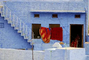 Clothes drying in blue house, Jodhpur