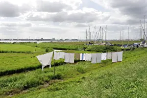 Clothesline on the dike to the IJmeer lake