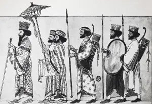 Clothing fashion in ancient Persia 6th - 5th century BC from left