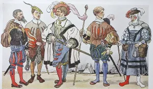 Clothing, fashion of the Landsknechts in Germany around 1520-1560