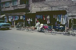 Clothing shops, Deir ez-Zor, Syria, May 1987, vintage, retro, old, historical, Asia