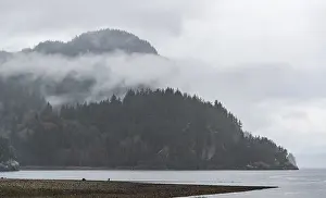 Framed Print : Cloud-covered mountains with tree-lined shore and tranquil misty waters along the Lower Mainland of British Columbia Framed Print : Cloud-covered mountains with tree-lined shore and tranquil misty waters along the Lower Mainland of British Columbia