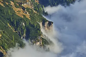 Category Mountain Landscapes Prints: Clouds lying in the valley between Mountains at Hochalpenstrasse