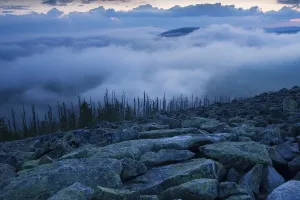 Cloudy mood on the peak of Lusen Mountain