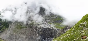 Cloudy mountain landscape, Bernese Alps