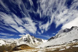 Cloudy sky with snow-covered Andes Mountains