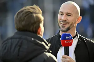 Category Historic EN Prints: Coach Christian Ilzer TSG 1899 Hoffenheim Portrait in interview Microphone Microphone Logo SKY with presenter Reporter