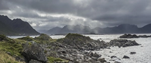Category Scandinavia Prints: Coast near Nyksund with rain clouds