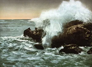 Coast with surf, Ventimiglia, Riviera