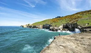 Coastal anglers, Rocky cliffs of sandstone rocks