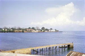 Coastal view with jetty Freetown, Sierra Leone, West Africa 1963, Africa