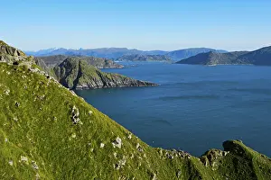 Coastline with coves, Runde Island, Norway, Europe
