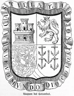 The coat of arms of Christopher Columbus with fort