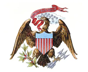Coat of Arms, USA, from Meyers Konversationslexikon encyclopedia