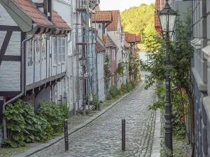 A cobbled street in an old town