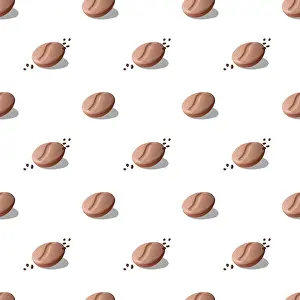 Coffee soap with shadow on white background seamless pattern
