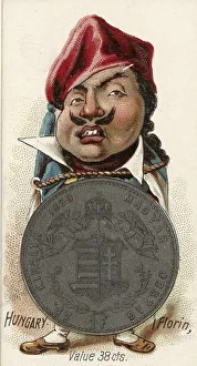 Coins from different countries with symbolic persons