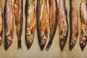 Cold smoked capelin, on the table